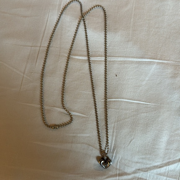 Lagos fluted heart necklace on 34” chain - Picture 2 of 3